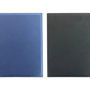 Blue and black closed notebooks side by side.