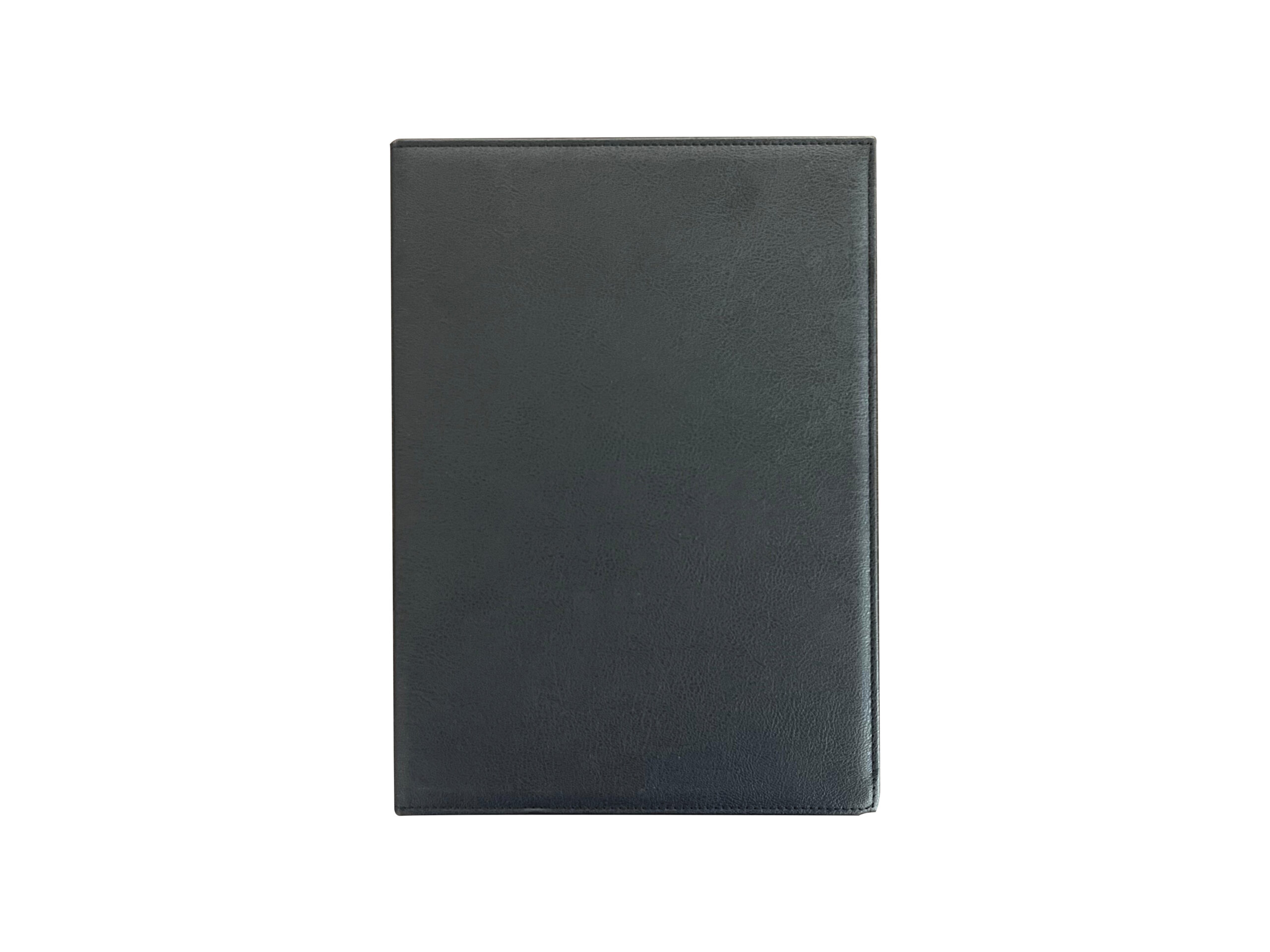 Black leather menu cover, rectangular shape