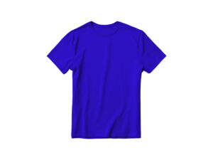 Plain blue t-shirt on white background.