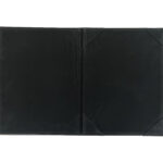 Open black leather photo album cover