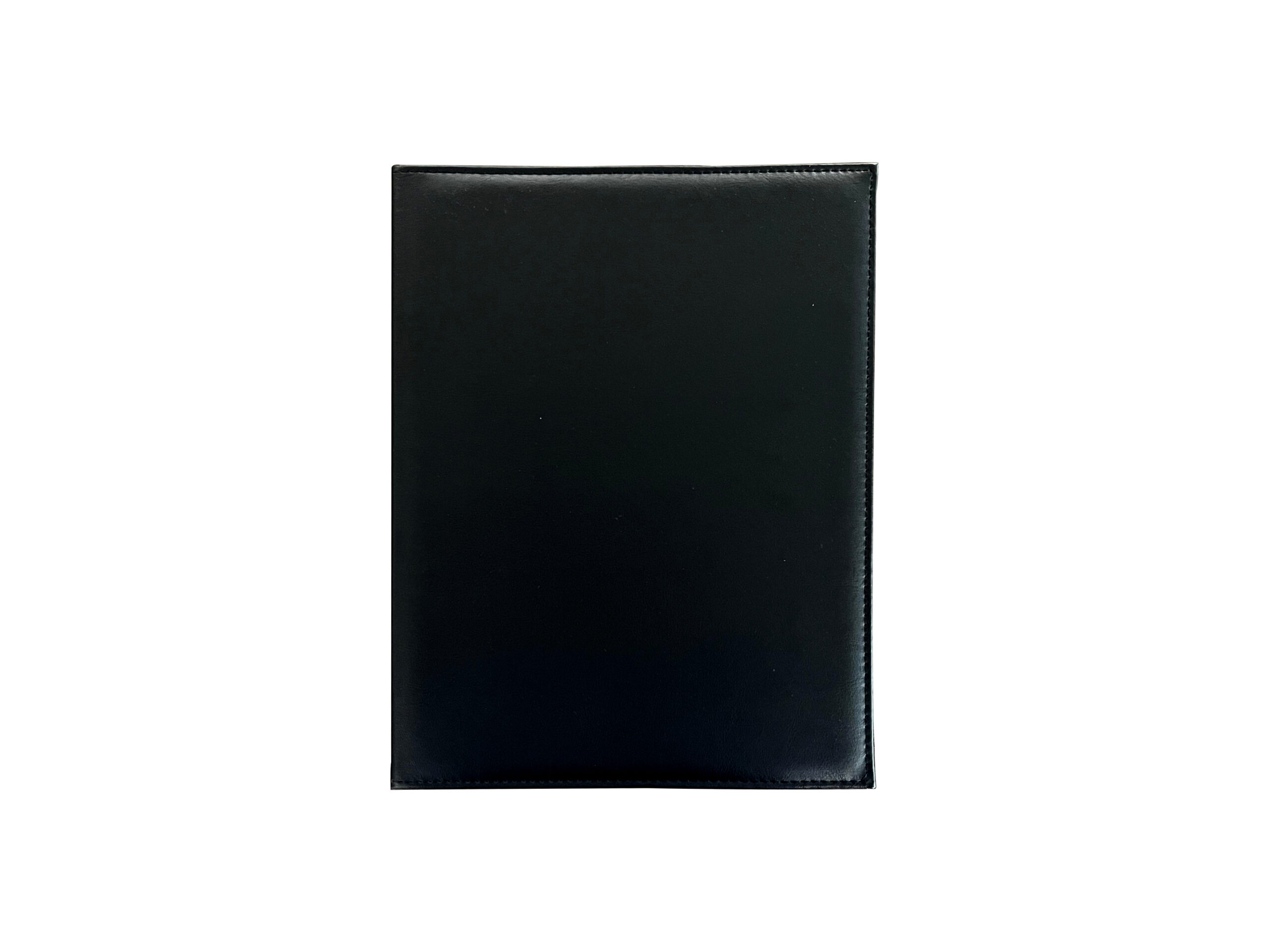 Black leather menu cover front view