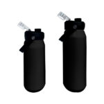 Two black water bottles with flip lids