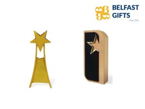 Two star-shaped trophies by Belfast Gifts, since 1996.