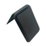 Black leather bi-fold wallet standing upright