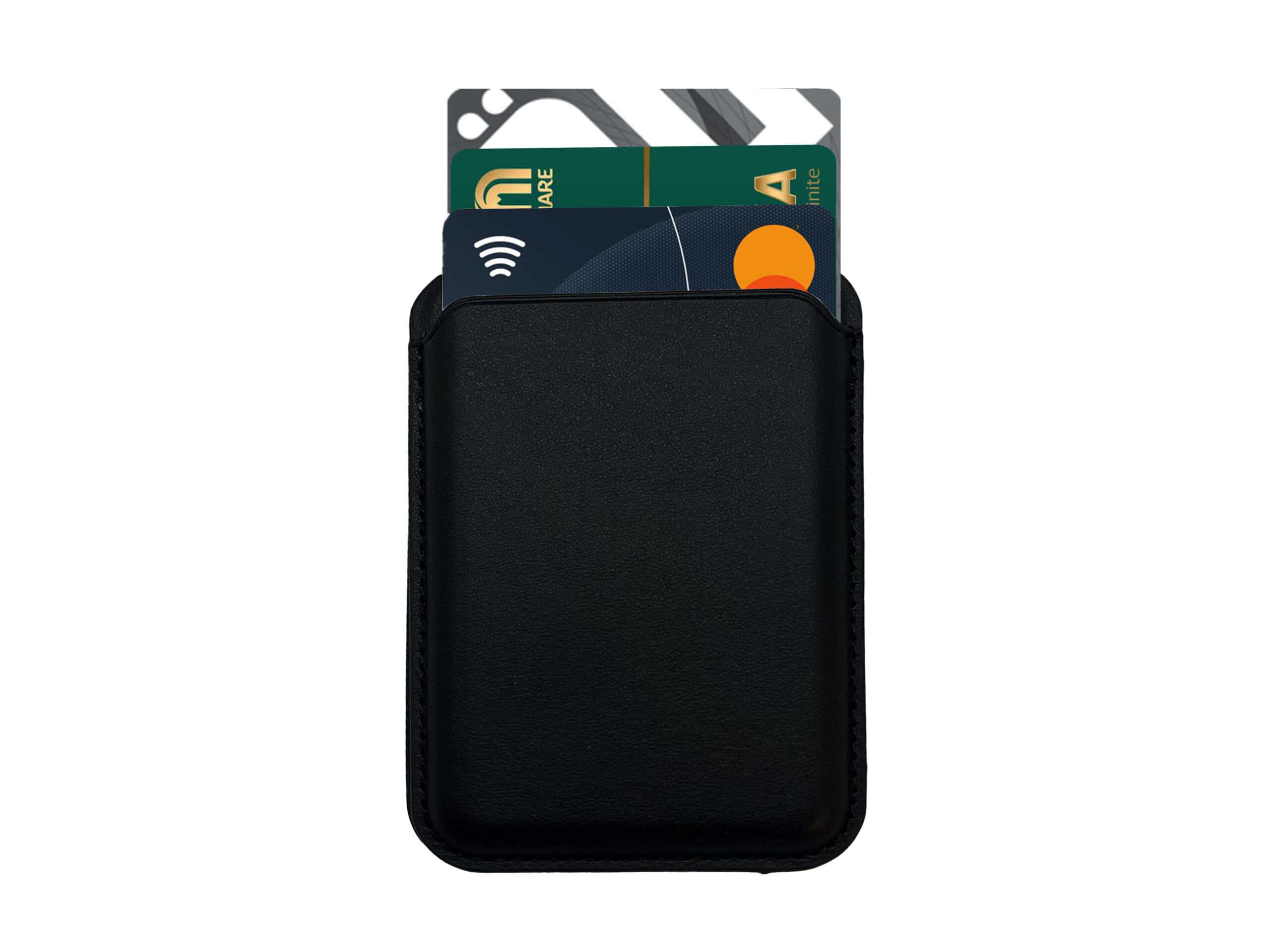 Black cardholder with credit cards inserted
