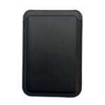 Black leather minimalist wallet, front view
