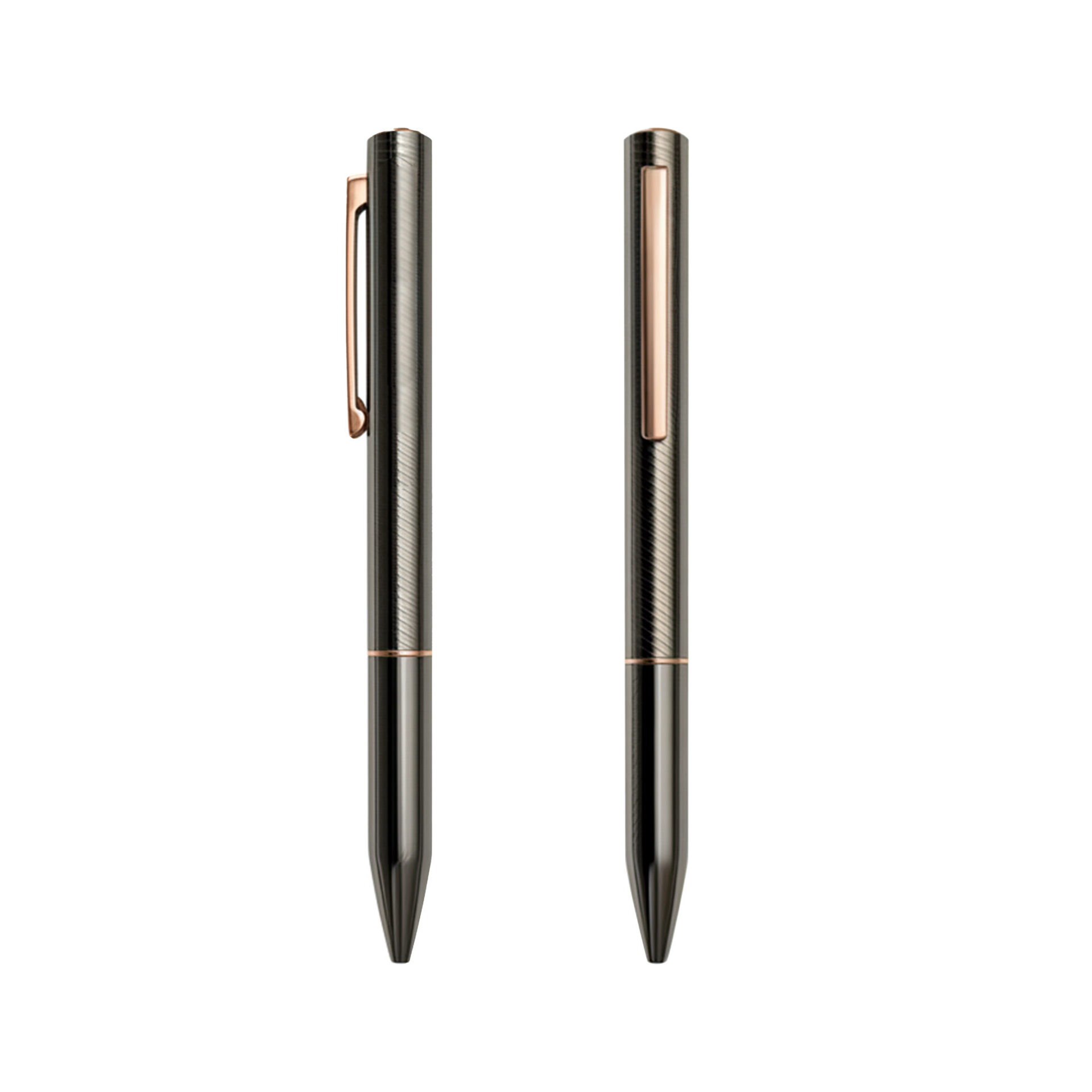 Two metallic pens with gold clips