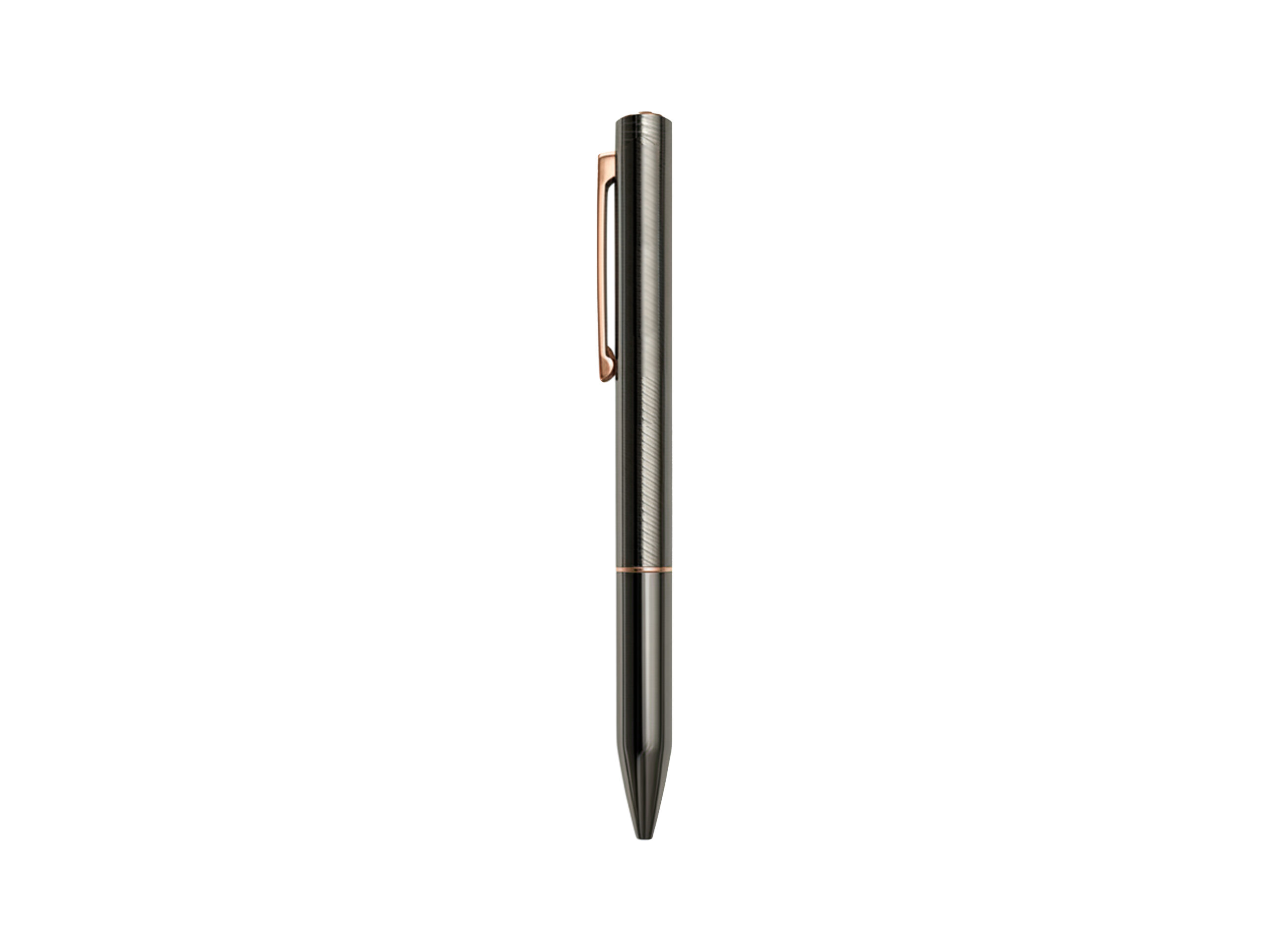 Silver metal ballpoint pen with gold clip