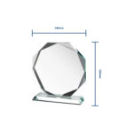 Crystal award plaque with dimensions 140mm by 160mm