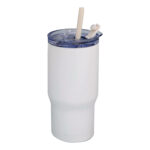 White tumbler with straw and lid