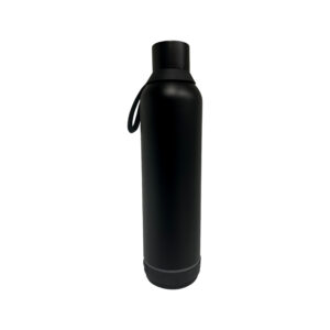 Black insulated water bottle with handle