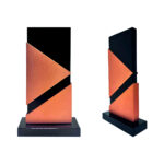 Modern geometric award trophy with triangular design