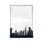 Glass Trophy with city silhouette skyline design