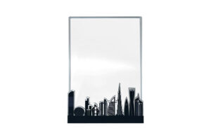 Glass Trophy with city silhouette skyline design