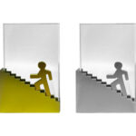 Trophy with figure ascending staircase design