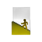 Yellow staircase with figure silhouette design