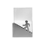 Metal figure climbing stairs trophy