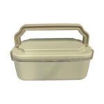 Beige lunchbox with handle and secure lid