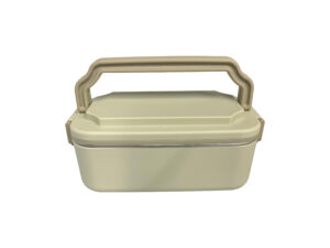 Beige lunchbox with handle and secure lid
