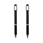 Two black mechanical pencils with metallic accents.