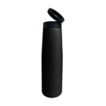 Black insulated water bottle with open lid