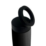 Black vacuum flask wide mouth open