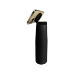 Smartphone on black cylindrical stand