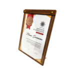 Framed certificate of appreciation on display