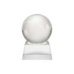 Clear glass globe trophy on rectangular base.