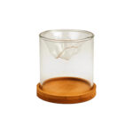 Glass container with wooden base