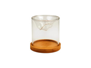 Glass container with wooden base