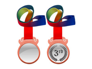 First place medals with rainbow ribbons