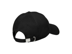 Black baseball cap with metal clasp detail