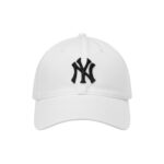 White baseball cap with black NY logo