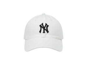 White baseball cap with black NY logo