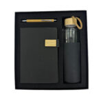Gift set with notebook, pen, water bottle