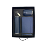 Gift set with tumbler, notebook, keychain, pen.