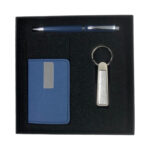 Gift set with pen, wallet, keychain.