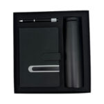 Black gift set with tumbler, notebook, pen