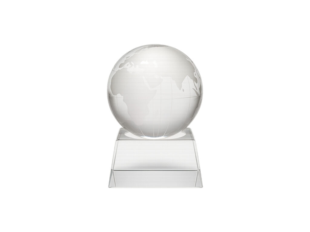 Glass globe trophy on a clear base