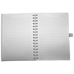 Open spiral notebook with lined pages