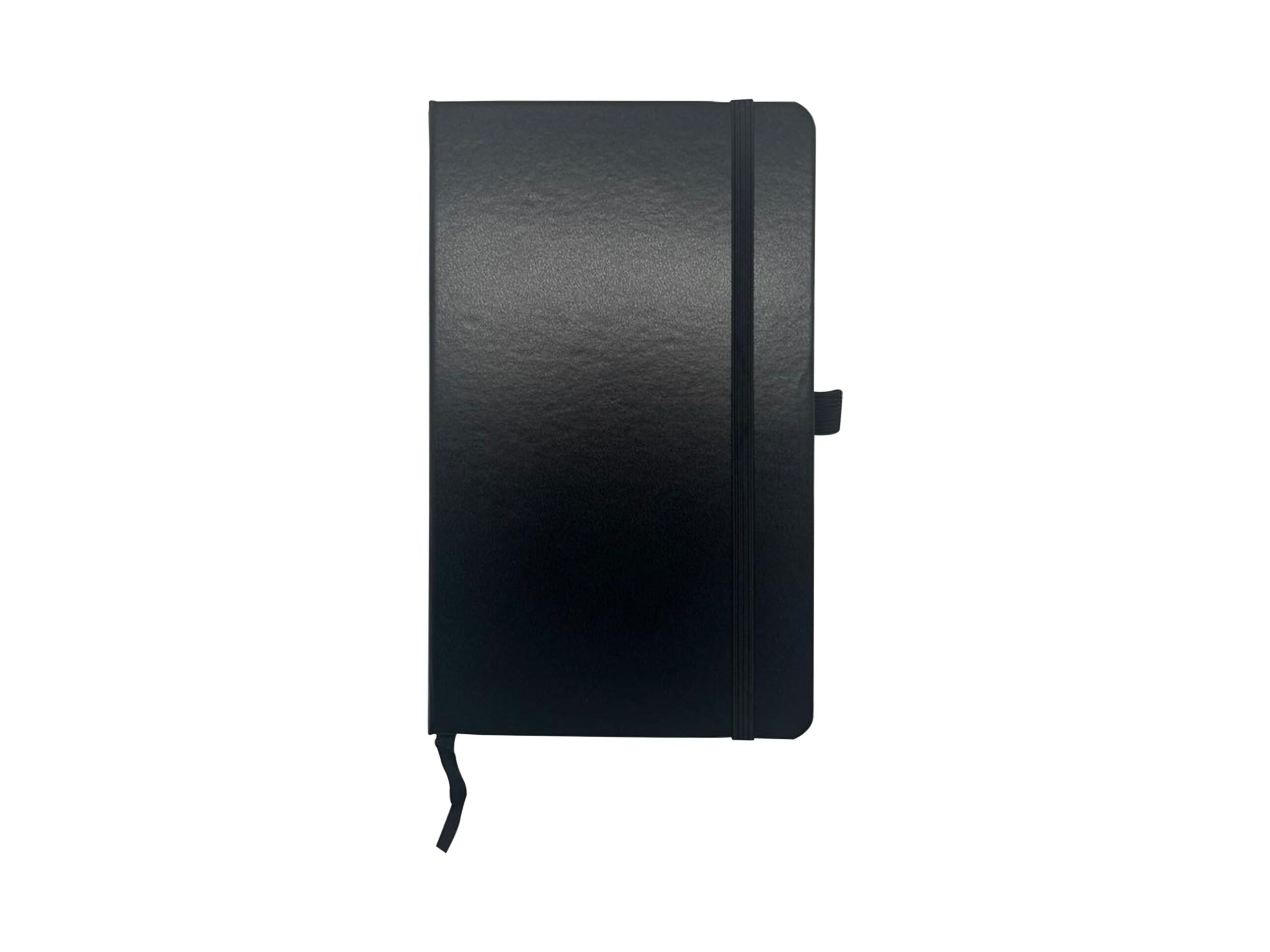 Black hardcover notebook with elastic band