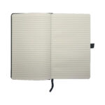 Open lined notebook with bookmark ribbon