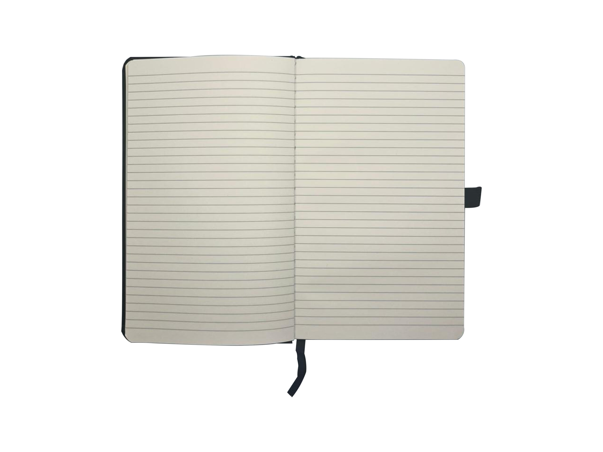 Open lined notebook with bookmark ribbon