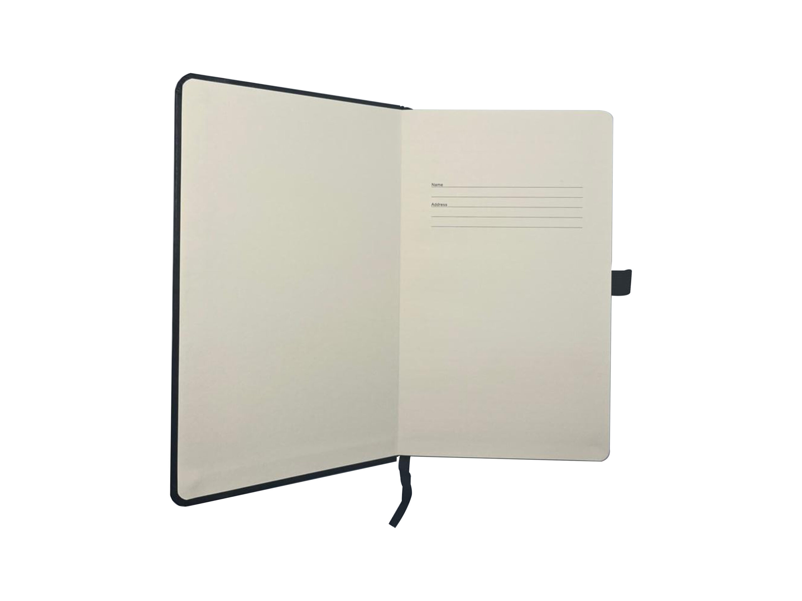 Open notebook showing name and address lines