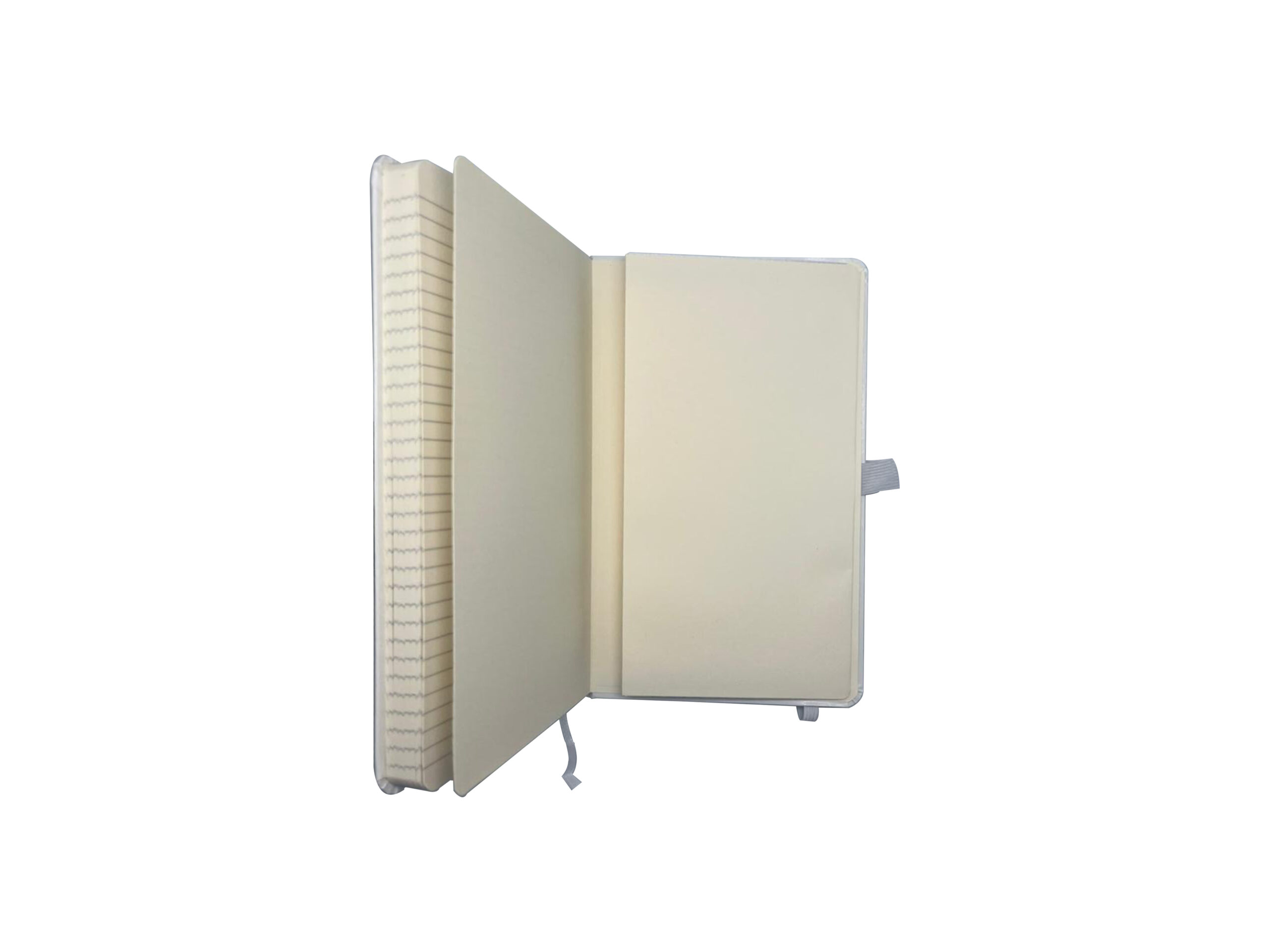 Open blank notebook with lined pages.