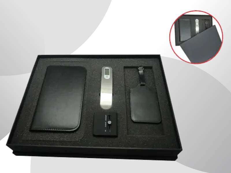 Luxury gift set with accessories in foam packaging.