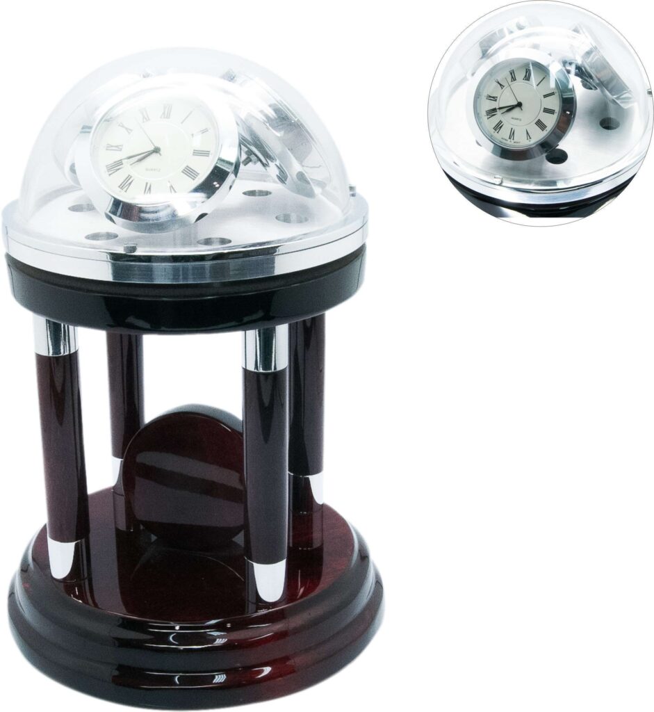 Elegant glass dome clock with wooden base