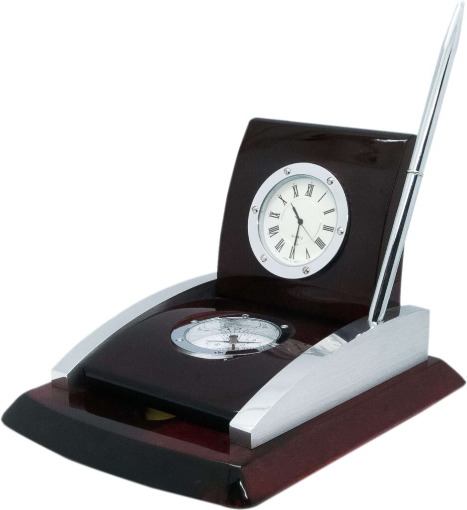 Elegant desk clock with pen holder