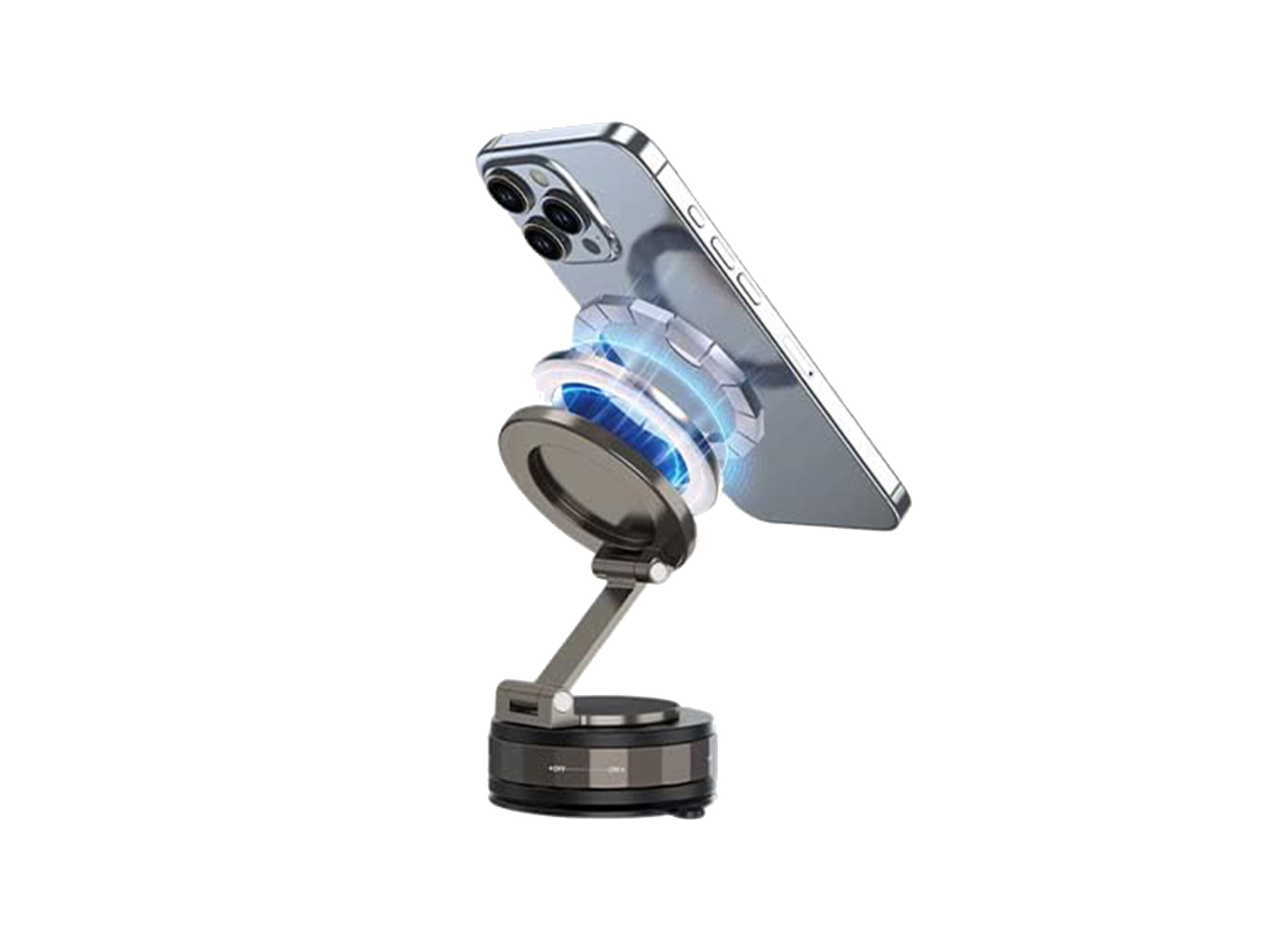 Magnetic iPhone stand with blue light effect